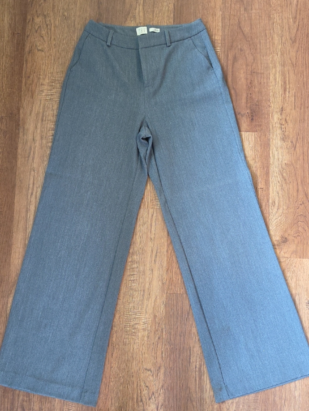 Mango Slate Gray Wide-Leg Trousers
